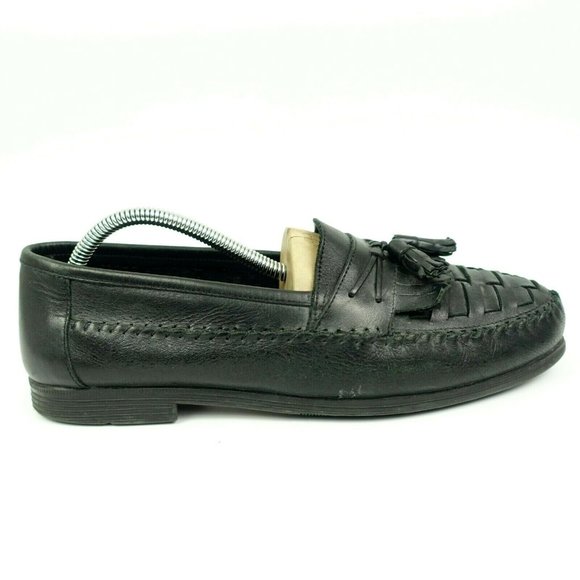 Earth Shoes Men’s Loafers Black Leather Kiltie Tassels Slip On Size 10
